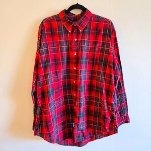 VTG POLO RALPH LAUREN I XL Plaid Cotton Button Down Shirt I red blue green